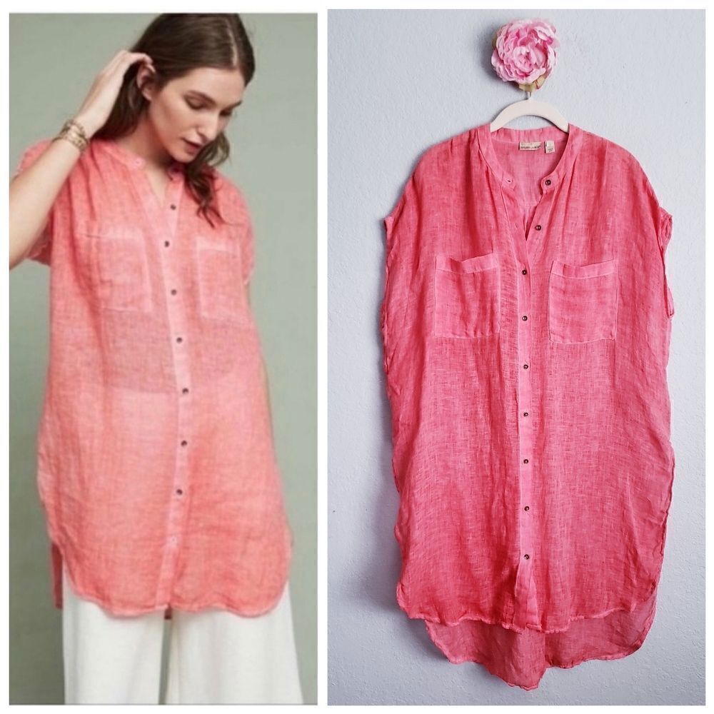 Anthropologie Holding Horses Linen Buttondown Tunic
